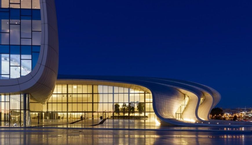 heydar center at night baku