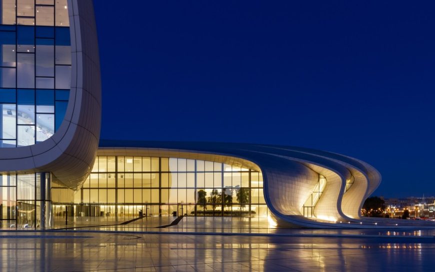 heydar center at night baku
